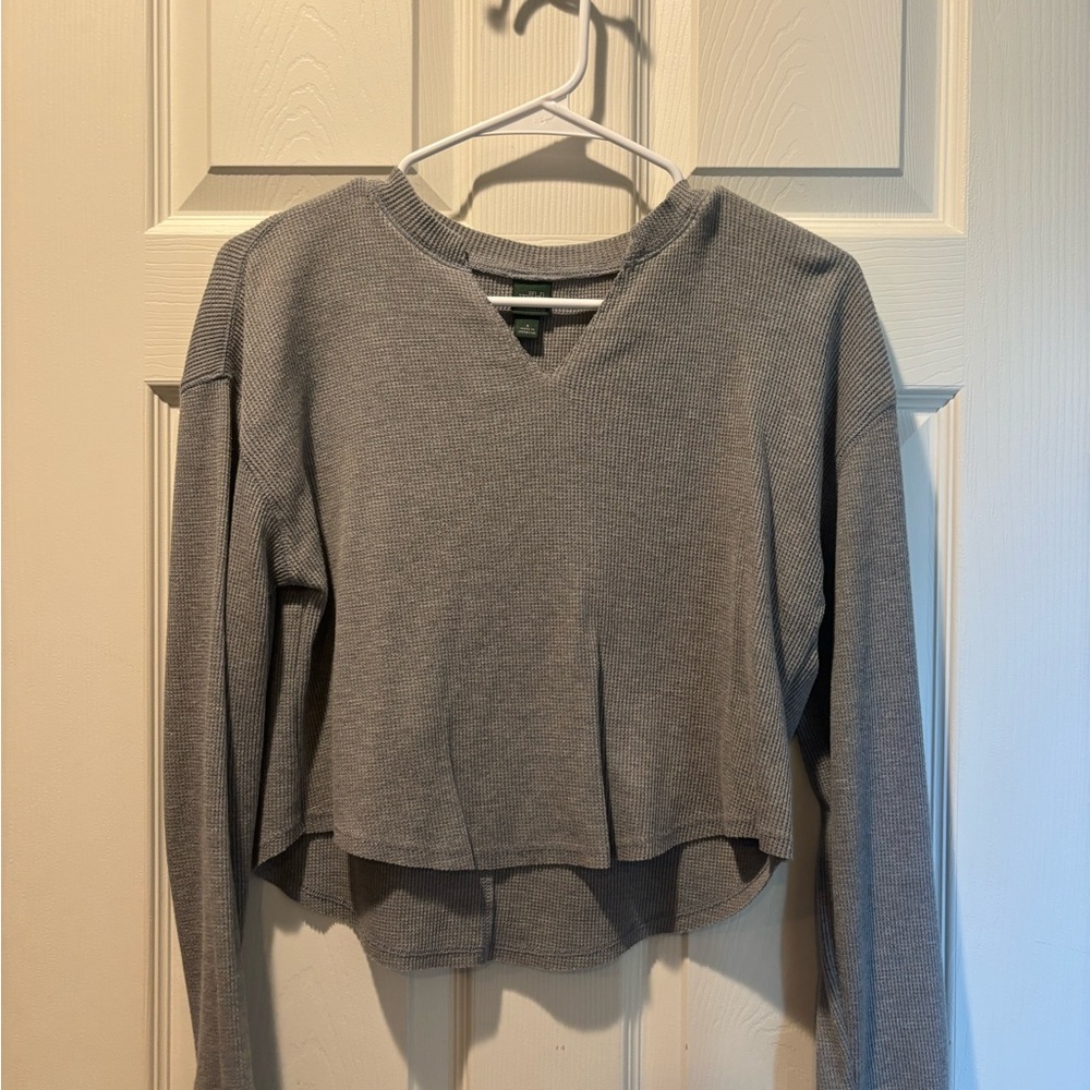 Gray V-Neck Women's Top